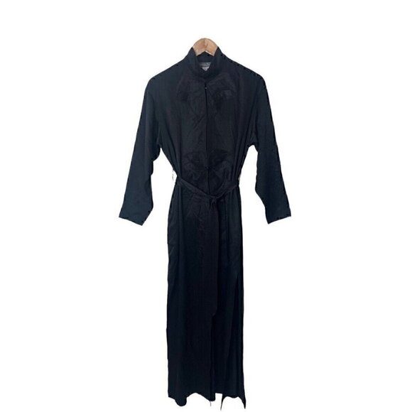 Vintage Fernando Sanchez Asian Black Silk Robe S - Picture 1 of 7